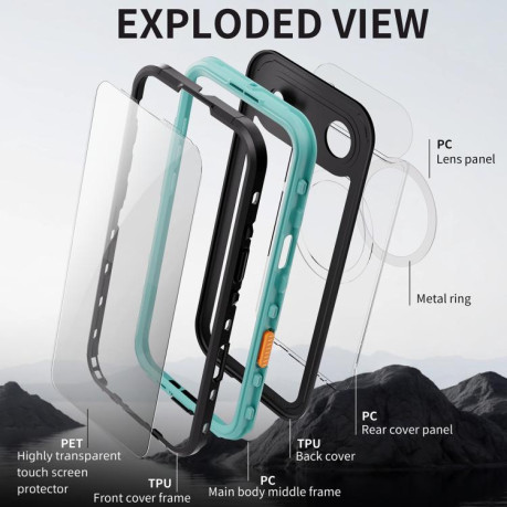 Протиударний чохол RedPepper IP68 Waterproof MagSafe для iPhone Air - чорно-синій