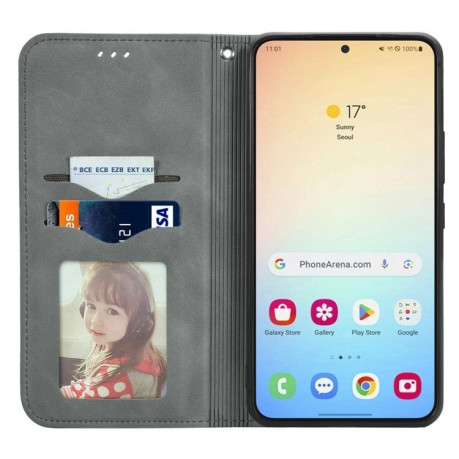 Чехол-книжка Retro Skin Feel Business Magnetic для Samsung Galaxy S25+ 5G - серый