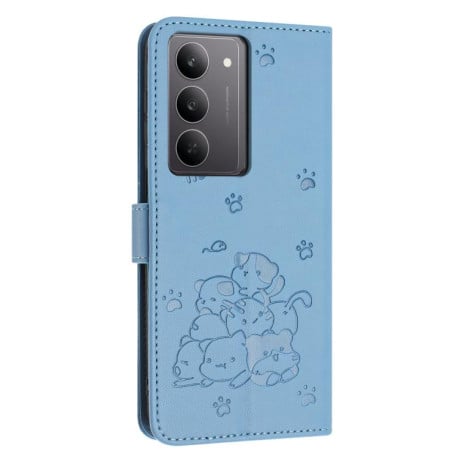 Чохол-книжка Embossed Kitten Phone Leather на Realme C75 / V60 Pro - синій