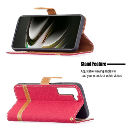 Чехол-книжка Color Matching Denim Texture на Samsung Galaxy S22 5G - красный