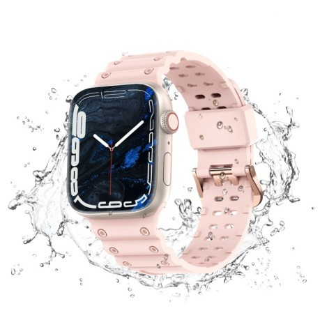 Силиконовый ремешок Waterproof Double Buckle для Apple Watch Ultra 49mm / 45mm / 44mm / 42mm - розовый