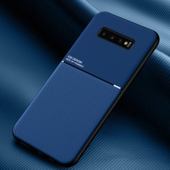 Противоударный чехол Tilt Strip Grain на Samsung Galaxy S10 - синий