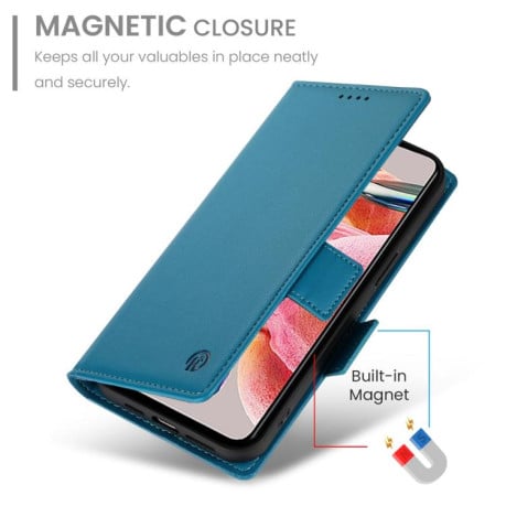 Чохол-книжка Side Buckle Magnetic Frosted Leather на Xiaomi Redmi 15C 5G / 4G EU 173mm / Poco C85 5G - синій