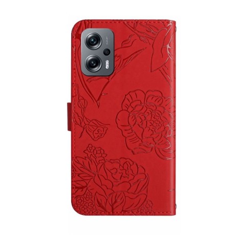 Чехол-книжка Skin Feel Butterfly Embossed для Xiaomi Poco X4 GT - красный