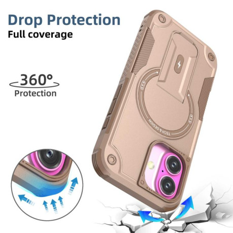 Противоударный чехол MagSafe Holder Armor PC Hybrid для iPhone 17 - Gold