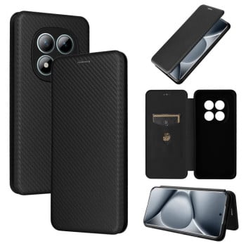 Чехол-книжка Carbon Fiber Texture для Poco 8 Pro/Redmi Note 15 Pro+ — чёрный
