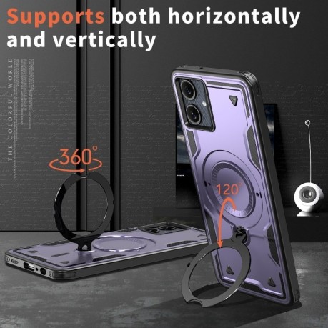 Противоударный чехол MagSafe Holder Armor PC Hybrid для Samsung Galaxy A06 4G - фиолетовый