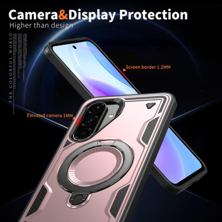 Противоударный чехол MagSafe Holder Armor PC Hybrid для Samsung Galaxy A36 5G - золото