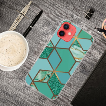 Противоударный чехол Marble Pattern для iPhone 14/13 - Rhombus Green