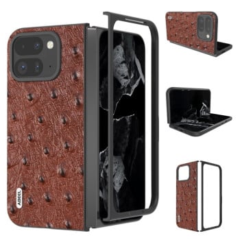 Шкіряний чохол ABEEL Genuine Leather Ostrich Texture для Google Pixel 9 Pro Fold - кавовий