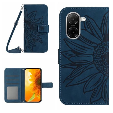 Чохол-книжка Skin Feel з малюнком соняшника на Xiaomi Redmi A5 4G 173.3mm - синій