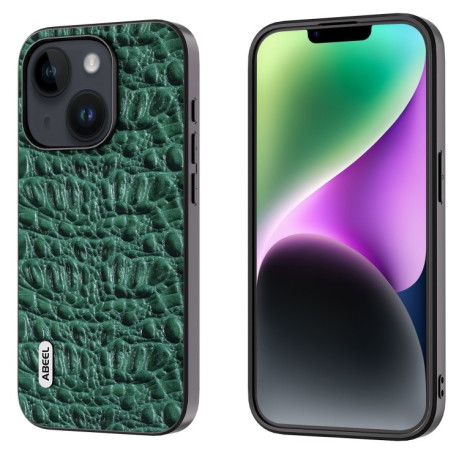 Чохол ABEEL Genuine Leather Canopy для iPhone 15 Plus black - зелений