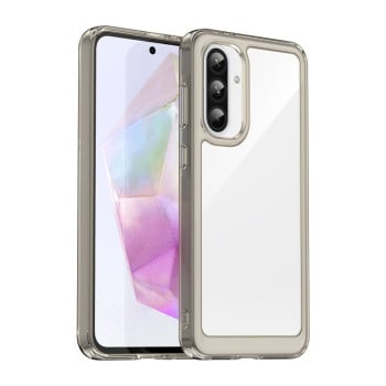 Противоударный чехол  Colorful Acrylic Series с цветной силиконовой боковиной на Samsung Galaxy A56 5G - прозрачно-серый