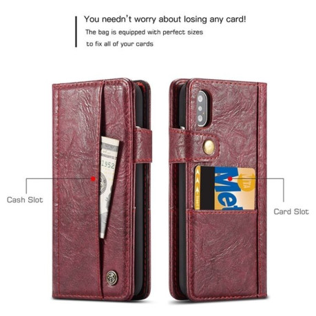Кожаный чехол-книжка CaseMe 010 Series Wallet Style магнитная крышка на iPhone Xs Max 6. 5 - красный