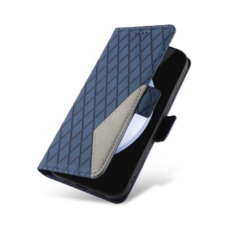 Чехол-книжка Dual-color Rhombic Lattice Leather для Samsung Galaxy S24 FE 5G - синий