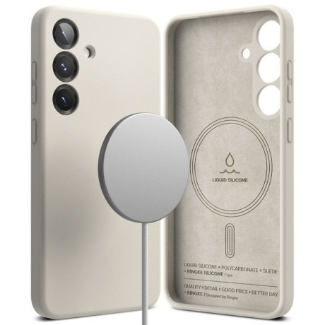 Оригінальний чохол Ringke Silicone MagSafe для Samsung Galaxy S25+ - Beige