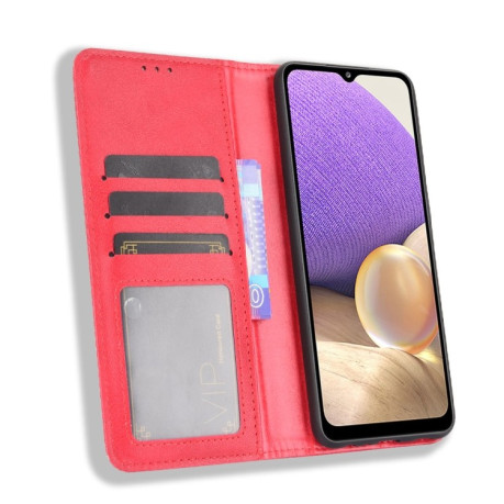Чохол-книжка Magnetic Buckle Retro на Samsung Galaxy A32 5G-червоний