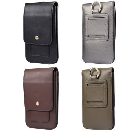 Універсальний чохол з фактурою Lambskin Texture Men з кріпленням на пояс та магнітною застібкою Size:L - сірий