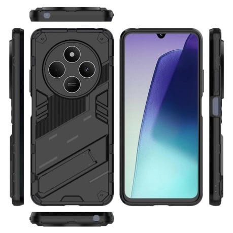 Противоударный чехол Punk Armor с подставкой на Xiaomi Redmi 14C 4G/Poco C75/Redmi A4 5G - черный