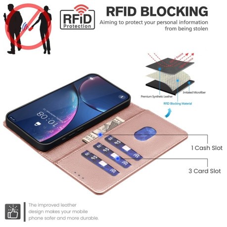 Чехол-книжка Litchi Texture RFID Anti-theft Leather для Xiaomi Redmi Note 14 5G/Poco M7 Pro 5G - золотой