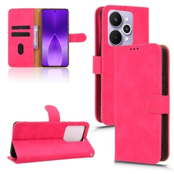 Чохол-книжка в стилі Retro, м'яке покриття Skin Feel, діловий дизайн на Realme 15 SEA — рожево-червоний