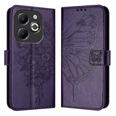 Чехол-книжка Embossed Butterfly для Infinix Smart 8 Plus / Smart 8 Pro - фиолетовый