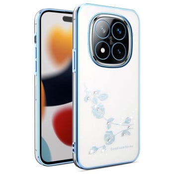 Протиударний чохол Bling Diamond Flower All-inclusive для Xiaomi Redmi Note 14 Pro+ - синій