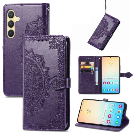 Чохол-книжка Mandala Embossing Pattern  для Samsung Galaxy S25 Plus 5G - фіолетовий