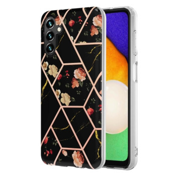 Противоударный чехол Marble Flower для Samsung Galaxy A14 5G - Black Flower