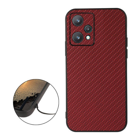 Противоударный чехол Carbon Fiber Skin для Realme 9 Pro - красный