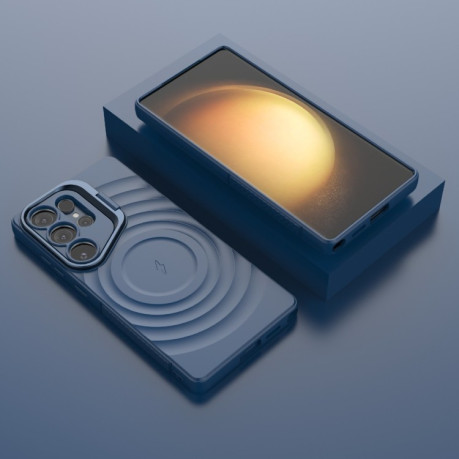 Чехол Lens Frame Bracket Corrugated MagSafe для Samsung Galaxy S25 Ultra 5G - синий