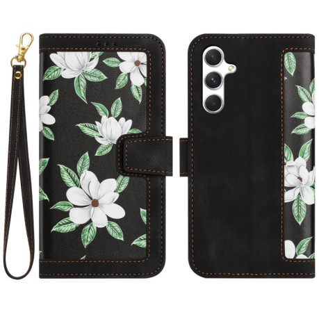 Чехол-книжка Floral Pattern Leather для Samsung Galaxy A56 5G - черный