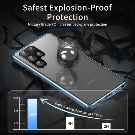 Двусторонний магнитный чехол Anti spy glass Four-corner Magnetic Metal для Samsung Galaxy S24 Ultra 5G - синий