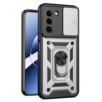 Чохол зі шторкою на камеру Sliding Camshield і підставкою на Infinix Hot 70 5G — сріблястий