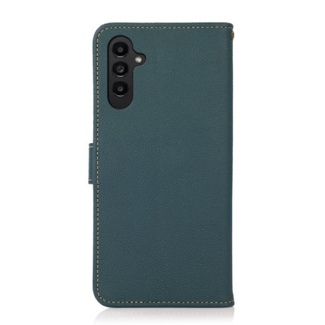 Кожаный чехол-книжка KHAZNEH Custer Genuine для Samsung Galaxy S24 - зеленый