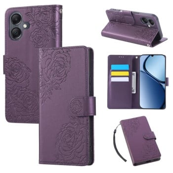 Чохол-книжка з тисненням &quot;Троянда&quot; на Samsung Galaxy A07 4G / 5G - темно-фіолетовий