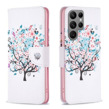 Чехол-книжка Colored Drawing Pattern для Samsung Galaxy S24 Ultra 5G - Tree