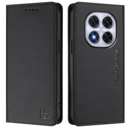 Чехол-книжка RC01 Dual-Folded Magnetic Suction RFID Leather на Xiaomi Redmi Note 14 Pro 4G - черный