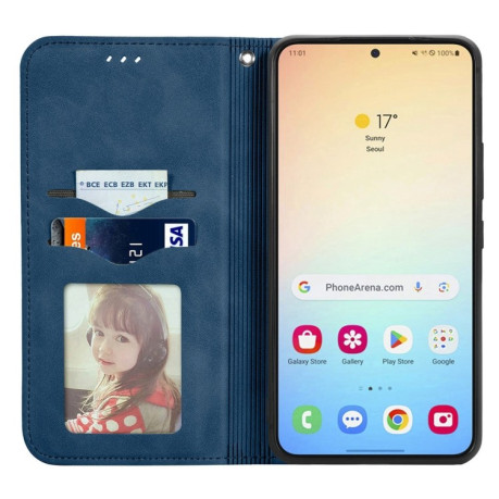 Чехол-книжка Retro Skin Feel Business Magnetic для Samsung Galaxy S25+ 5G - синий