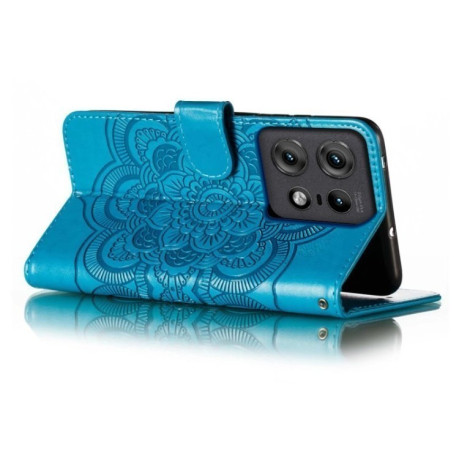 Чехол-книжка Sun Mandala Embossing Pattern для Motorola Edge 50 Pro - синий