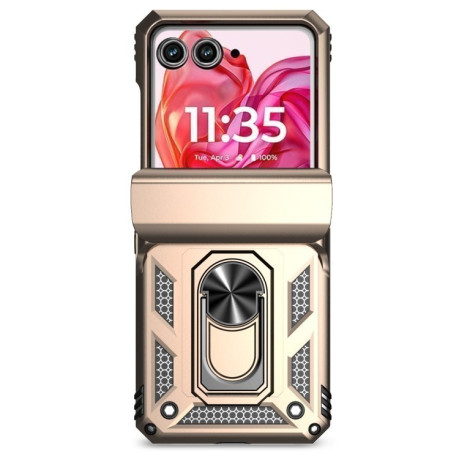 Противоударный чехол Sliding Camshield для Motorola razr 50 - золотой