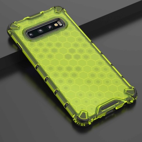 Противоударный чехол Honeycomb на Samsung Galaxy S10 - зеленый