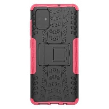Противоударный чехол Tire Texture на Samsung Galaxy A71 - розовый