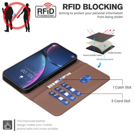 Чехол-книжка Geometric Pattern RFID Leather для Infinix Note 40 Pro 4G / 40 Pro+ 5G - коричневый