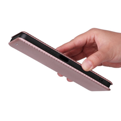 Чохол-книжка Carbon Fiber Texture на Xiaomi Redmi 13C/Poco C65 - рожевий