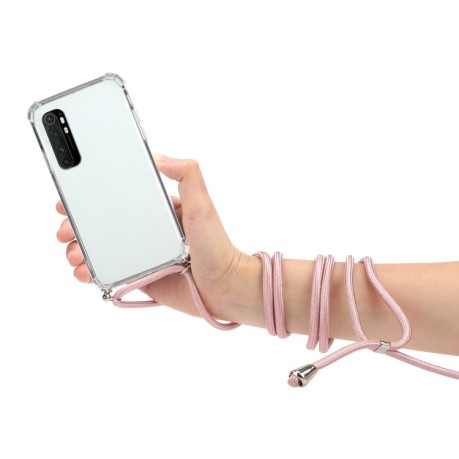 Противоударный чехол Four-Corner with Lanyard на Xiaomi Mi Note 10 Lite - розовый