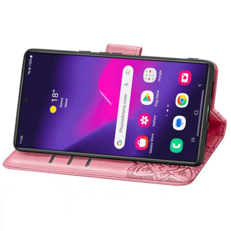 Чохол-книжка Butterfly Love Flower Embossed на Samsung Galaxy S24 Ultra 5G - рожевий