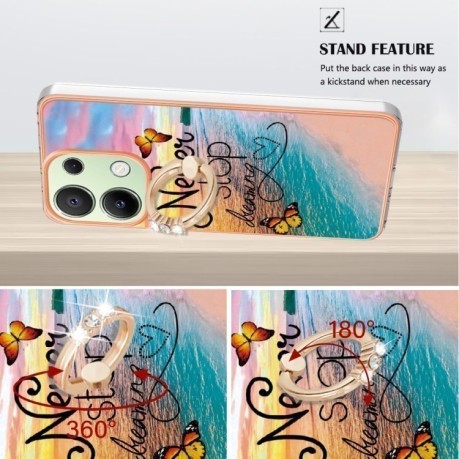 Чохол Electroplating with Ring Holder для Xiaomi Redmi Note 13 4G - Butterfly