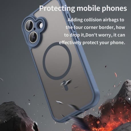 Чехол Fan Dun Series гибрид Frosted с Magsafe на iPhone 17 - синий