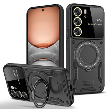 Противоударный чехол Large Window с MagSafe и подставкой на Realme C75 4G — черный